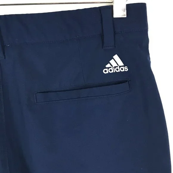 Adidas Flat Front Chino Shorts Men's Size 30 Navy Blue Polyester Blend Pockets - Picture 7 of 11